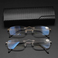 Titanium Ultra-light Rimless Reading Glasses Blue Light Blocking 1.0 4.0