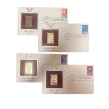 1994 Set Of 4 Winter Games First Day Of Issue Gold Stamp Replica Sealed Envelope