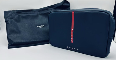 NEW PRADA Luna Rossa Ocean Men Navy Black Faux Leather Travel