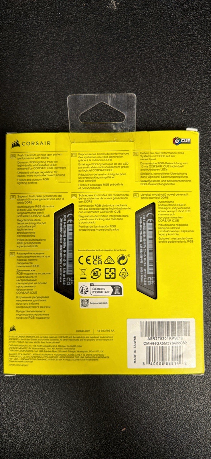 CORSAIR - VENGEANCE RGB 64GB (2x32GB) DDR5 6400MHz C32 UDIMM Desktop Memory