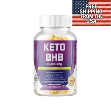 120 KETO BHB 25,000mg PURE Ketone FAT BURNER Weight Loss Diet Pills Ketosis USA