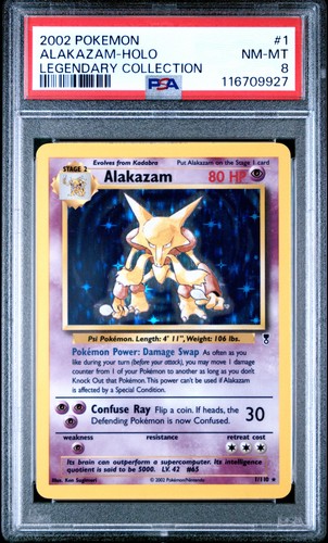2002 Pokemon Legendary Collection #1 Alakazam-Holo Legendary Collection PSA 8