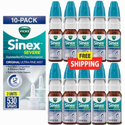 (PACK OF 10) VICKS Sinex Severe Nasal Original Decongestant Spray FIne Mist