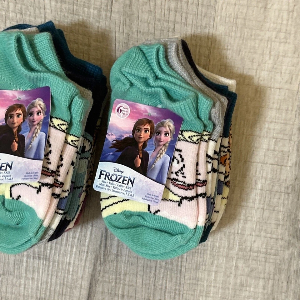 LOTE DE 2 calcetines Disney Girls Frozen 6pk No Show azul/gris talla XS/S-12 PARES NUEVOS Foto 3 de 4