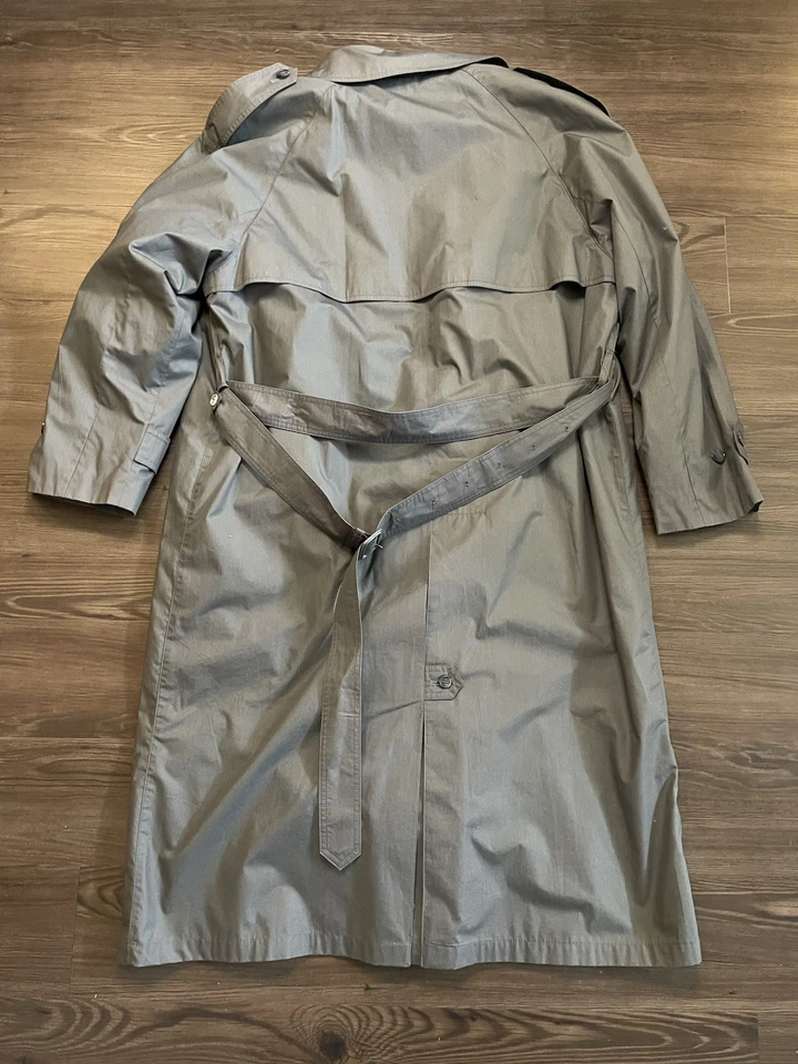 Chaps Ralph Lauren 42R Gray Trench Coat Wool Blend Removable Lining Vintage - Image 3 of 4