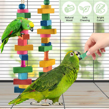 Bird Toys Parrot 165 Pcs Colorful Multi-Shaped DIY Wooden Blocks Craft Birds