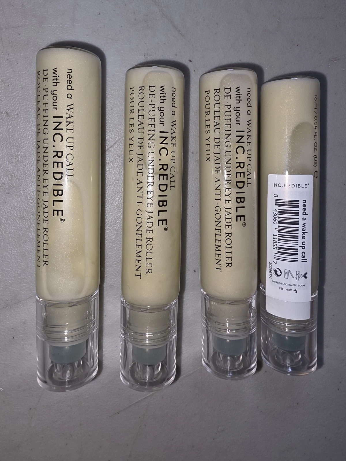 LOT OF 4 Need A Wake Up Call Your INC.REDIBLE De-Puffing UNDEREYE Jade Roller