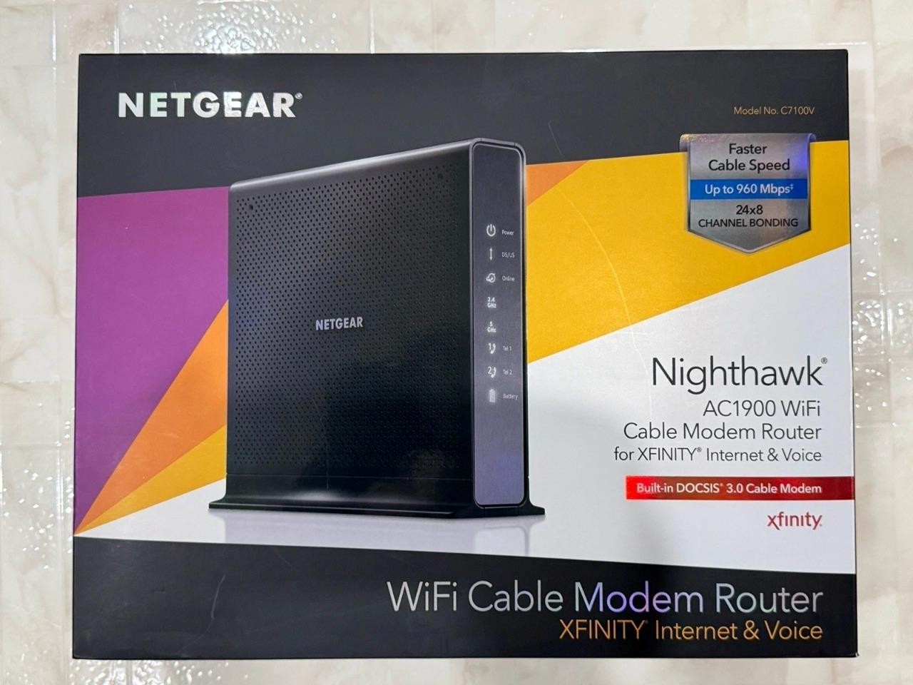 Netgear Router Internet Cable NETGEAR Nighthawk® AC1900 WiFi Cable Modem Router for Internet & Voice ...