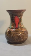 Dryden One Of A Kind Original Multicolored Tan 7” Tall Drip Glaze Vase Textured 