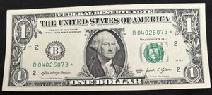 2021 New York $1 Bill Star Note ⭐️ Low Sum 22 Note