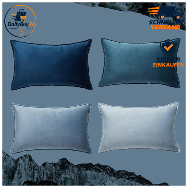 Kissenbezug 30X50 Blau Samt 4Er Set Flauschig Deko FüR Sofa Schlafzimmer 4 StüCk-image