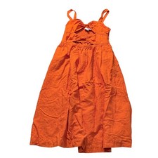 Fe Noel Women's Double Cut Out Midi Dress Orange Linen Blend Size L