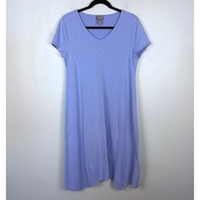 Chico's French Hydrangea V Neck Midi Dress Knit Cotton Romantic Size 1 Medium/8