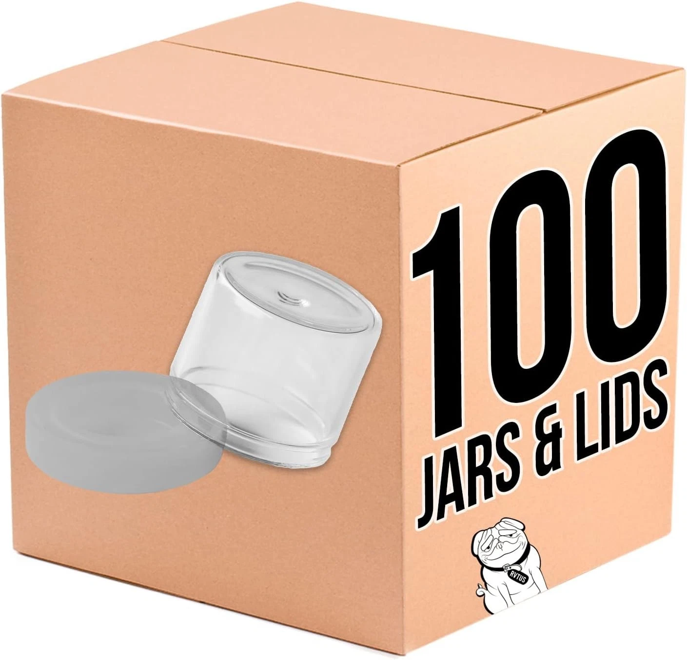 100 pack - 6ml Round Glass Jar No-Neck Concentrate Container with 6 ml, Clear