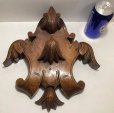 VICTORIAN CARVED WALNUT PEDIMENT OR CREST PIECE ROCOCO REVIVAL 12” X 11 3/4”