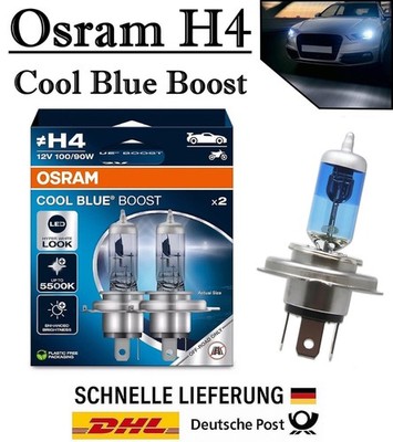 2x Osram H4 100/90W 12V 62193CBB-2HB Cool Blue Boost 5500K Ersatz PKW Auto Lampe