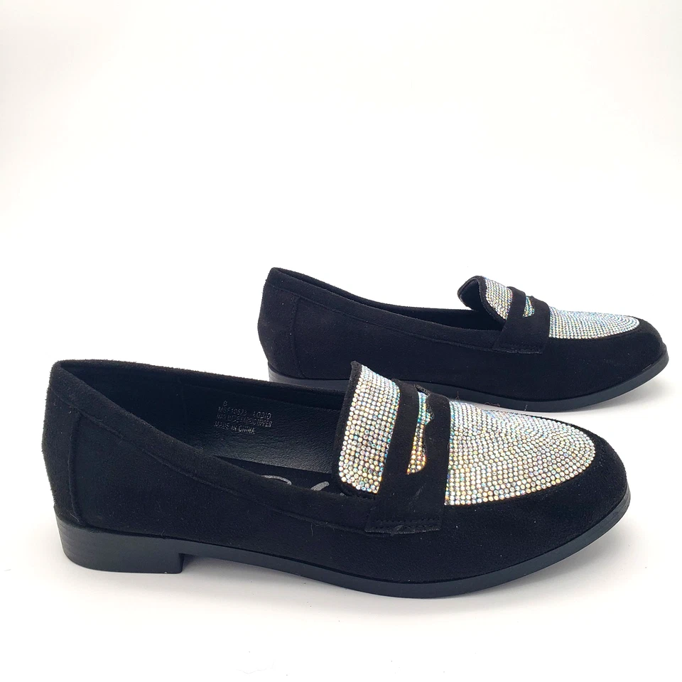 Мокасины женские Cape Robbin Lodio со стразами с покрытием черные замшевые пенни 8 блестящих - Изображение 4 из 4