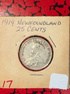 Canada Newfoundland 25 Cents 1919 Silver World Coin