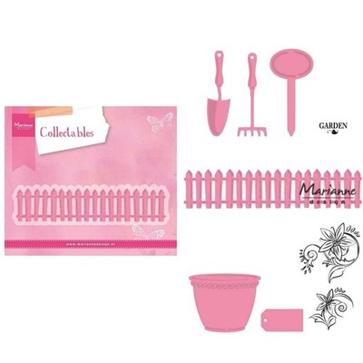 Stanzschablone + Clear Stempel Garten Zaun Schüppe Marianne Design Collectables