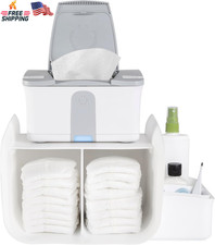 Tabletop Diaper Caddy Organizer Baby Storage White for Diapers Wipes Accessories