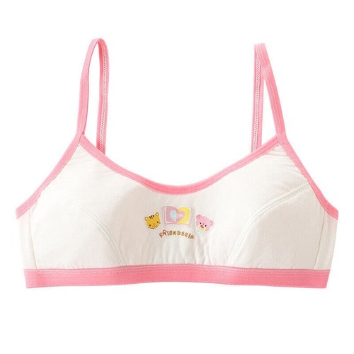 4 Pairs Kids Cotton Girls Bras Cartoon Teenage Soft Training Vest Tops Underwear - Picture 5 of 10