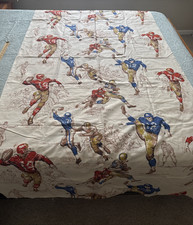 Vintage 1970s Heavier Cotton Blend Fabric Panel Football Players
