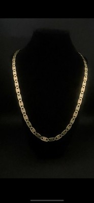 New Solid 14 K Textured Gold Tri color Valentino Mariner Chain Necklace 24  5MM