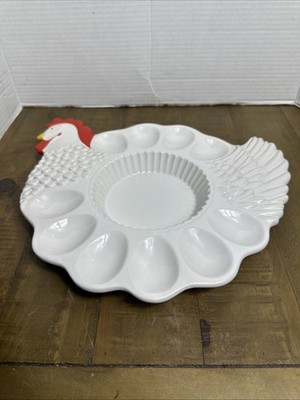 Vtg. Hen Teleflora Chicken Shaped Deviled Egg Serving Plate, See Pics For Cond.