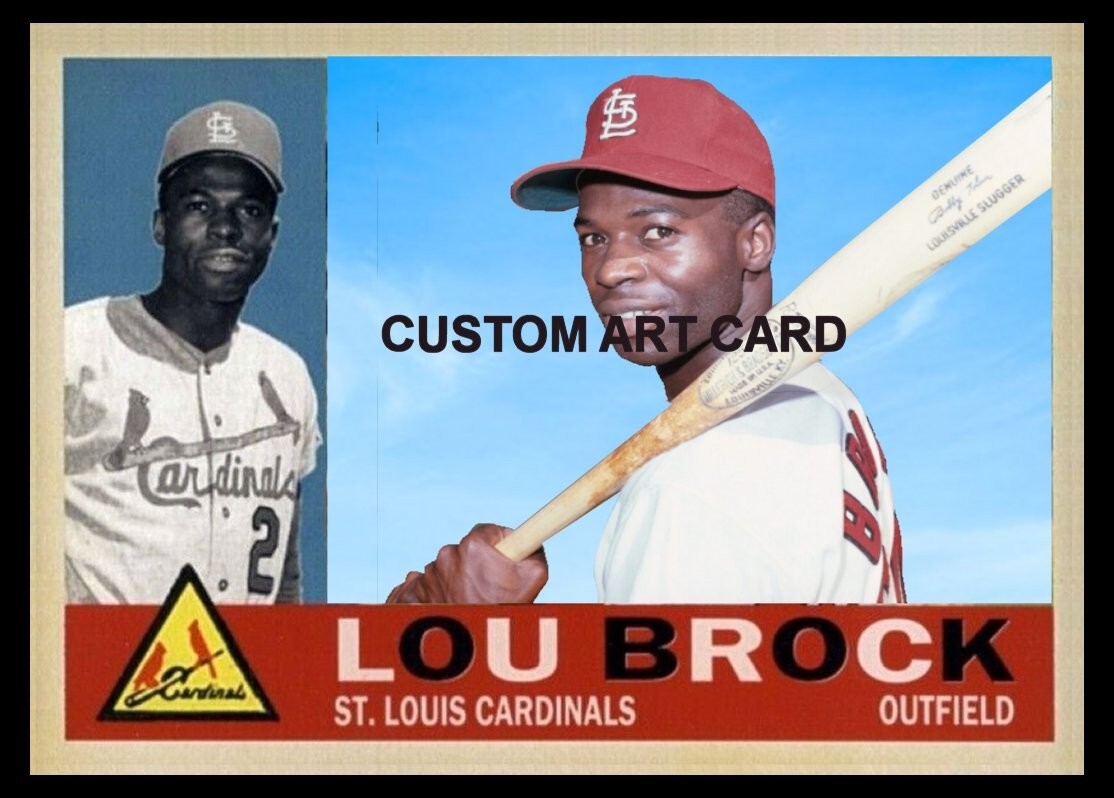 St Louis Cardinals Lou Brock 1960 Style Custom ACEO Art Baseball Card