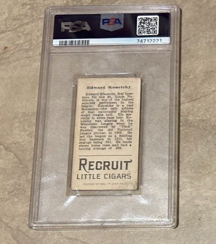 T207 Ed Konetchy Brown Background St Louis Nationals Graded PSA 3 MK VG - Picture 2 of 2