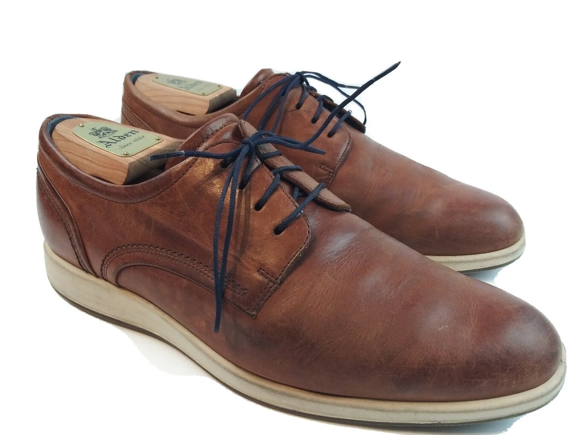 Ecco Shock Point Mens 42 US 8.5-9 Brown Leather Lace-Up 