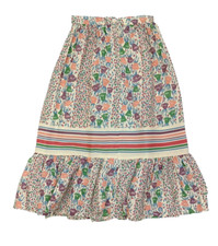 NOS Skirt XXS Floral Praire BoHo Rayon Midi Peasant Vtg 70s 22in Waist