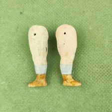 Antique porcelain dollhouse doll legs, wire fixing, 2.26" / 57 mm, Germany
