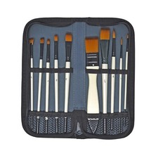 STUDIO 22 Synthetic Multi-Purpose Artists Paint Brush Set in Zip Wallet 11pc
