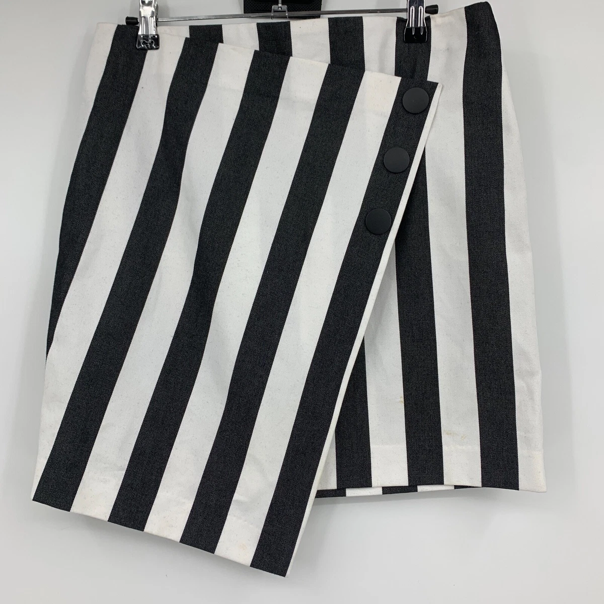 Black and white wide striped clearance skirt