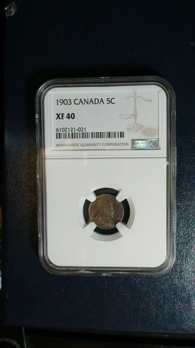 1903 Canada Five Cents NGC XF40 CIRCULATED SILVER 5C Coin BUY IT NOW!