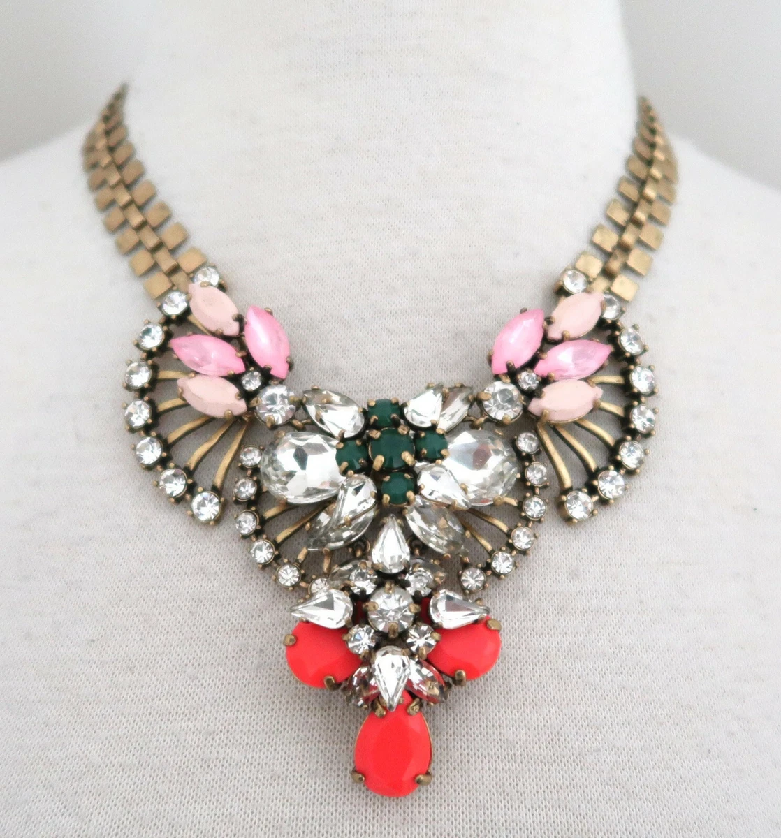 J CREW Crystal Fan statement necklace