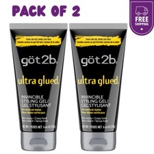 2 PACK Got2b Ultra Glued Invincible Styling Hair Gel, 6 oz