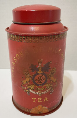 Boîte à Thé Métal Jacksons Of Piccadilly - Rouge Cylindrique - Vintage Alimentaire