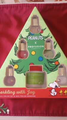 PEANUTS X PROFUSION COSMETICS 5PC NAIL POLISH SET AND REMOVER, NEW.
