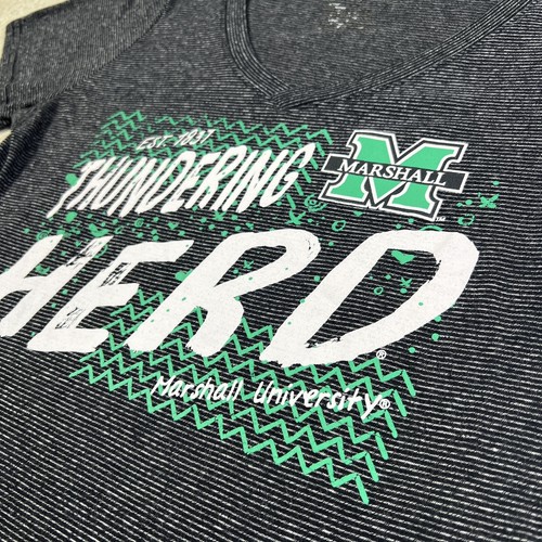 Marshall Thundering Herd V-Ausschnitt Shirt Damen Größe Large (Est) schwarz Mikrostreifen - Bild 6 von 10
