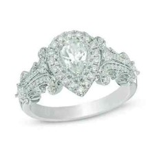 Vera Wang 1.85 CT Pear Cut Lab-Created Diamond Engagement 925 Silver Gift Ring