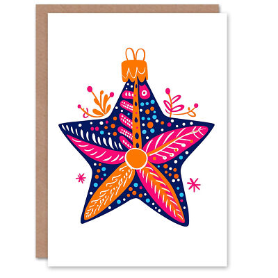 Stern Kugel Ornament lebendig orange blau rosa festlich Weihnachten Weihnachtskarte