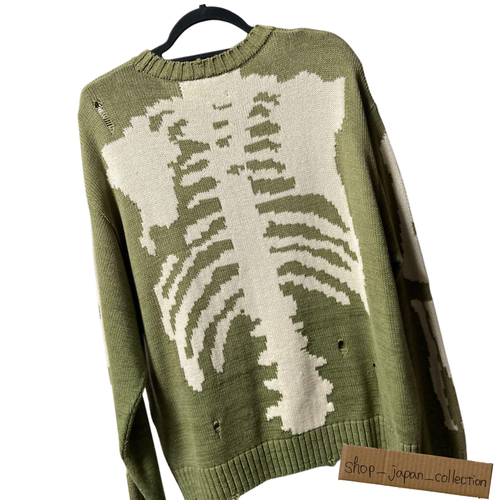 5G Cotton Bone Crew Sweater Green Size 