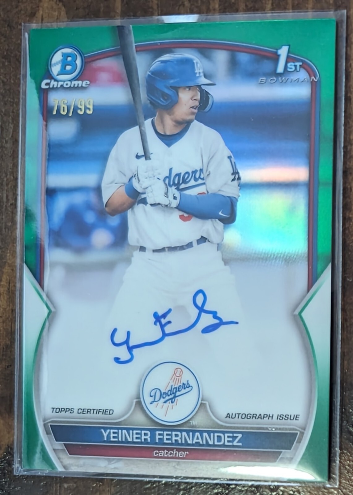 Yeiner Fernandez 2023 Bowman Chrome CPA-YF Green 1st Bowman Auto /99 Dodgers