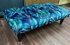 Jungle palm Leaf Velvet shipley Large Footstool stool bench I Made.com