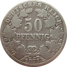 J 8  50 Pfennig Kaiserreich von 1877 C in S-SS   666 093