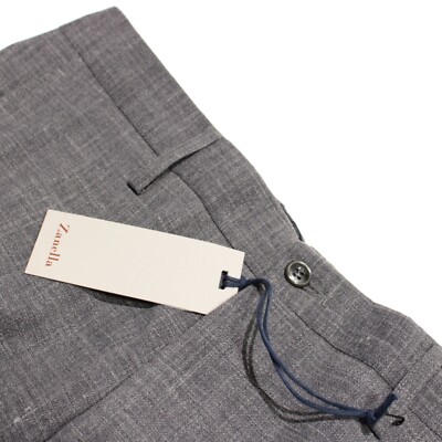 Zanella NWT Dress Pants Size 33 US Noah In Gray Melange Wool Linen Blend