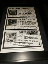 The Who/Steve Winwood/Marshall Crenshaw Rare Radio Promo Poster Ad Framed!