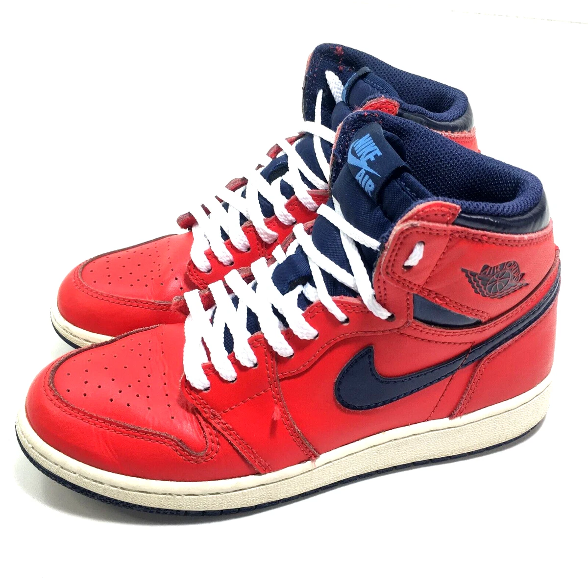 Nike Air Jordan 1 Retro High Red Navy David Letterman 575441-606 4.5Y Youth  Kids